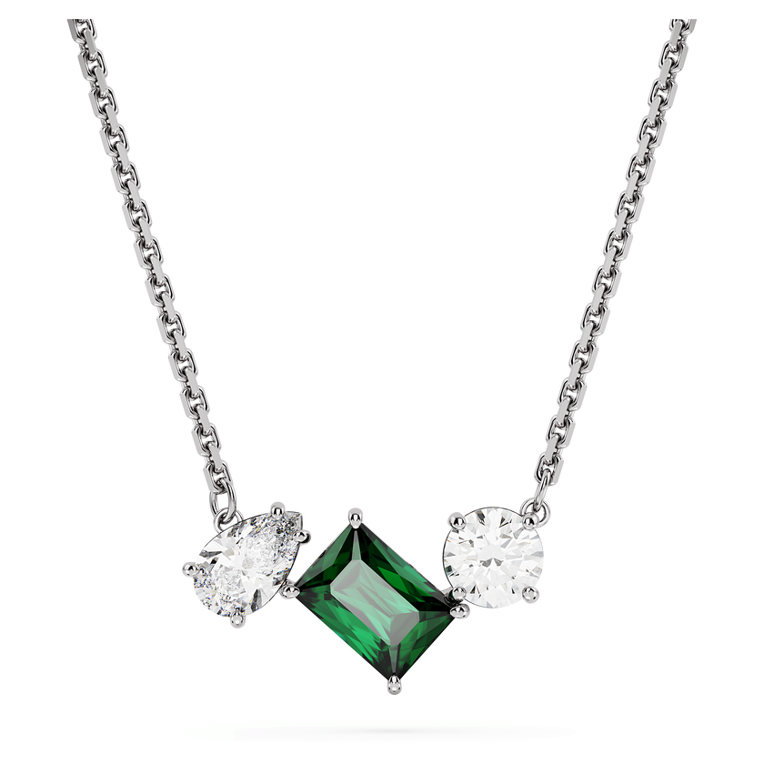 swarovski mesmera pendant  mixed cuts  green  rhodium plated