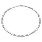 Matrix Tennis necklace, Round cut, White, Rhodium plated