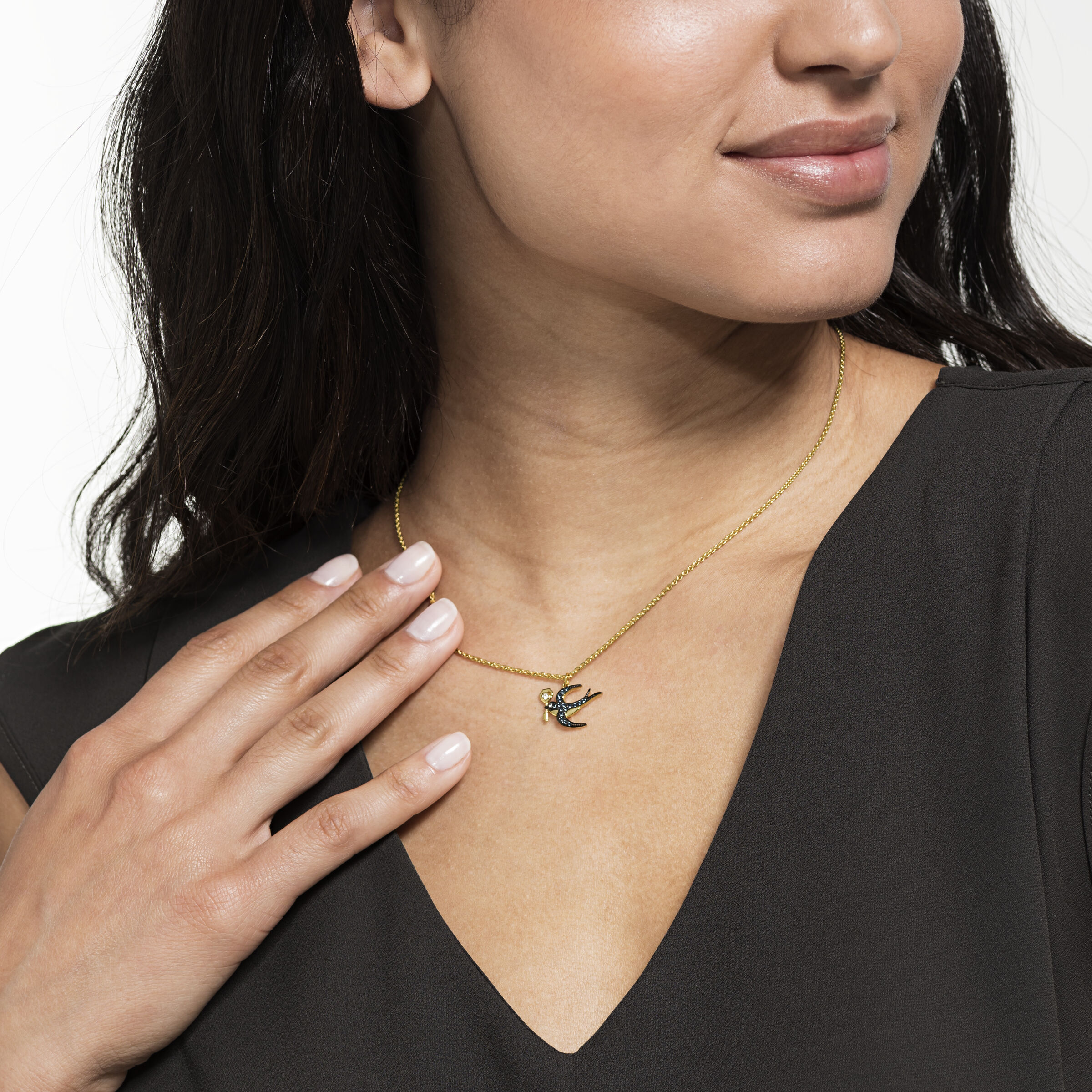 Tarot Magic Necklace Blue Gold tone plated