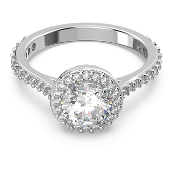 swarovski una angelic cocktail ring round cut pav white rhodium plated