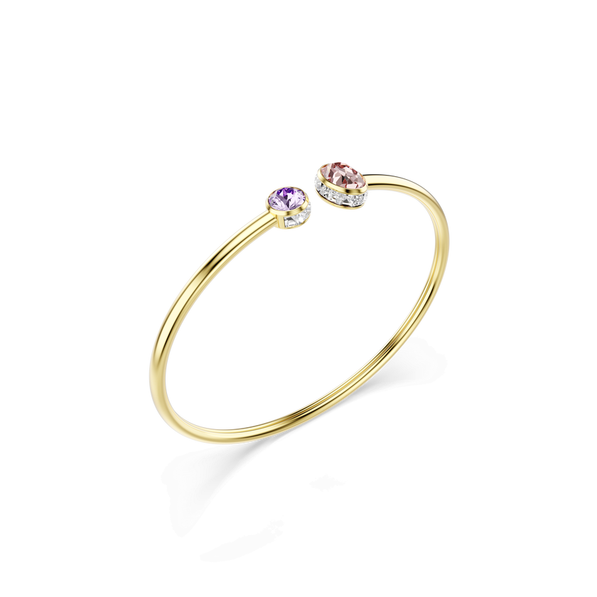 swarovski chroma bangle  mixed cuts  multicolored  18k gold finish