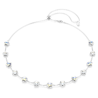 swarovski chroma necklace  mixed cuts  star  white  rhodium plated