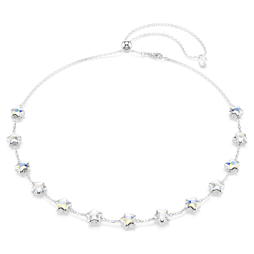 swarovski chroma necklace  mixed cuts  star  white  rhodium plated