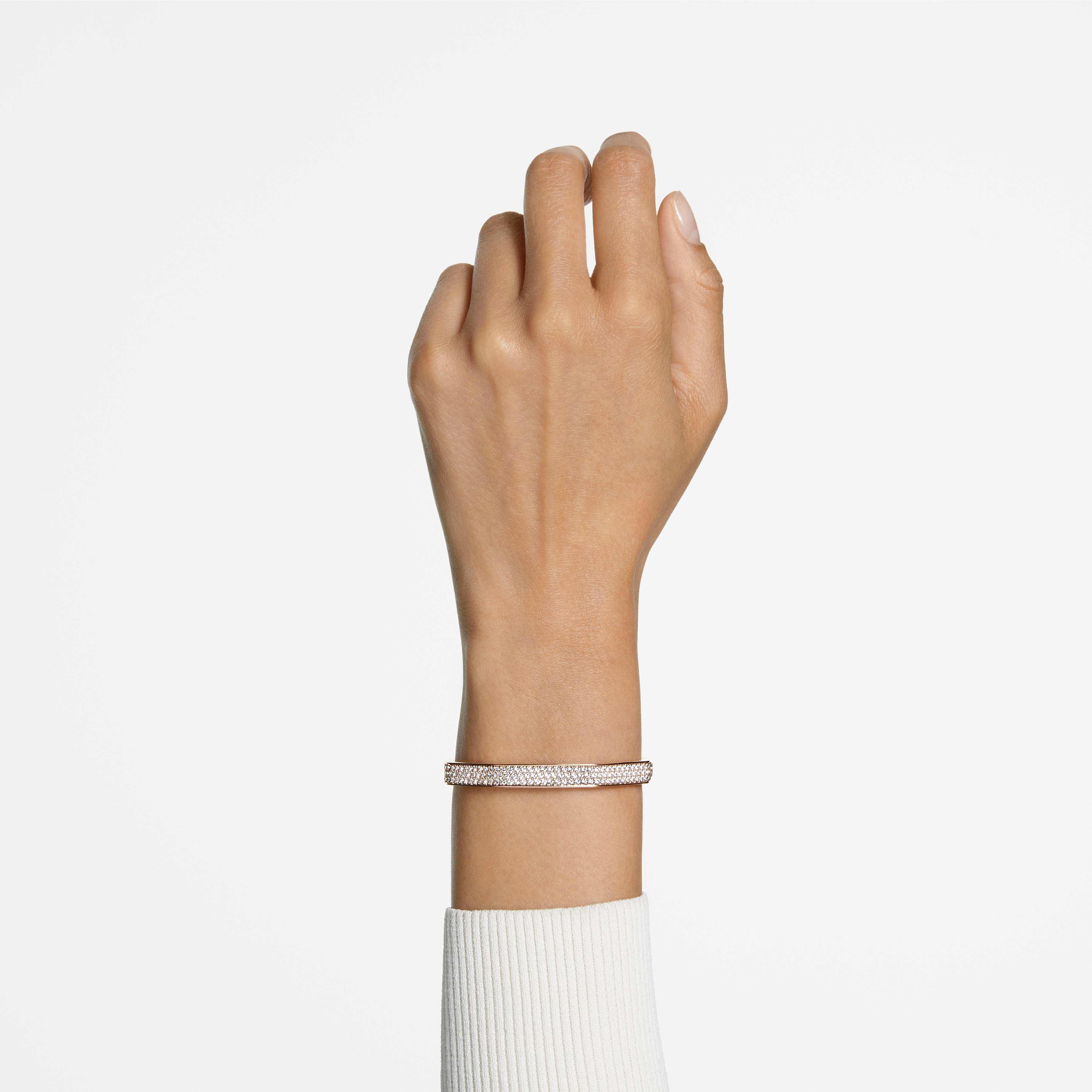 swarovski dextera bangle  octagon shape  white  rose gold tone plated