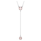 swarovski attract y necklace  round cut  pink  rhodium plated