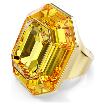 Lucent cocktail ring, Octagon shape, Yellow, Gold-tone plated swarovski lucent cocktail ring  octagon shape  yellow  gold tone plated