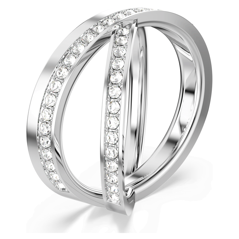 swarovski delta ring  round cut  white  rhodium plated