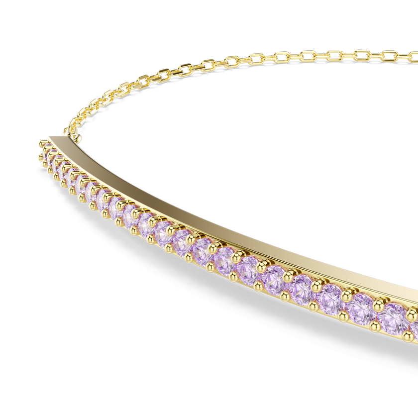 swarovski only bracelet  round cut  purple  18k gold finish