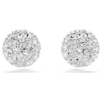 swarovski dextera stud earrings round cut sphere white rhodium plated