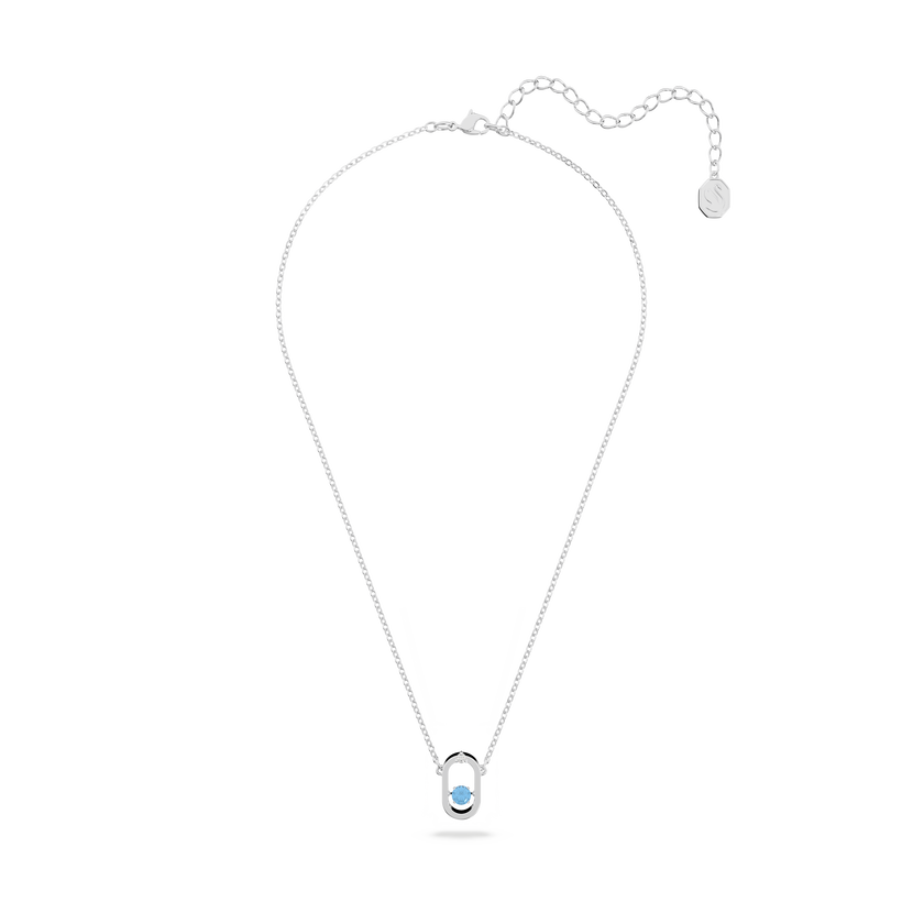 swarovski sparkling dance necklace  round cut  oval shape  blue  rhodium plated