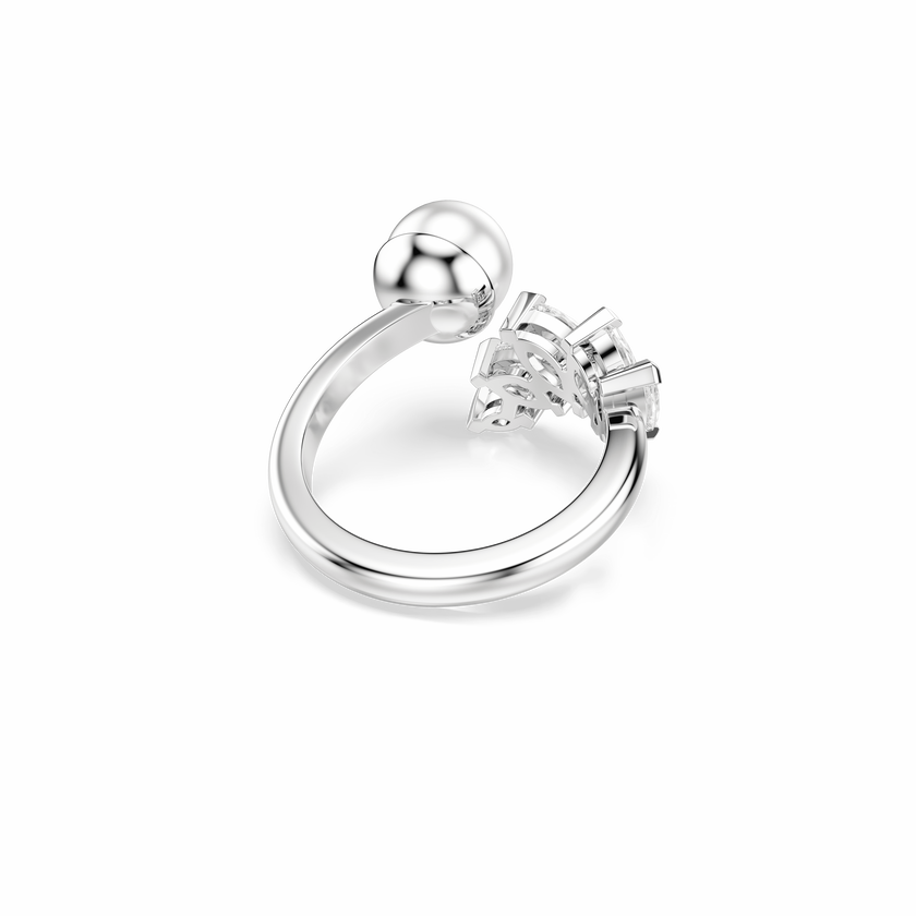 swarovski mesmera open ring  crystal pearl  marquise cut  white  rhodium plated