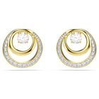 swarovski hyperbola stud earrings  round cut  white  gold tone plated