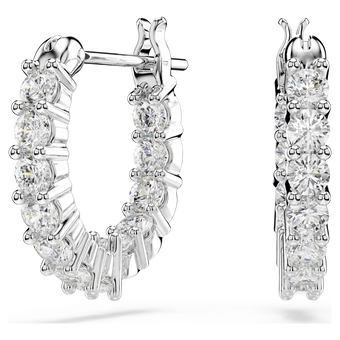 swarovski matrix vittore hoop earrings round cut white rhodium plated
