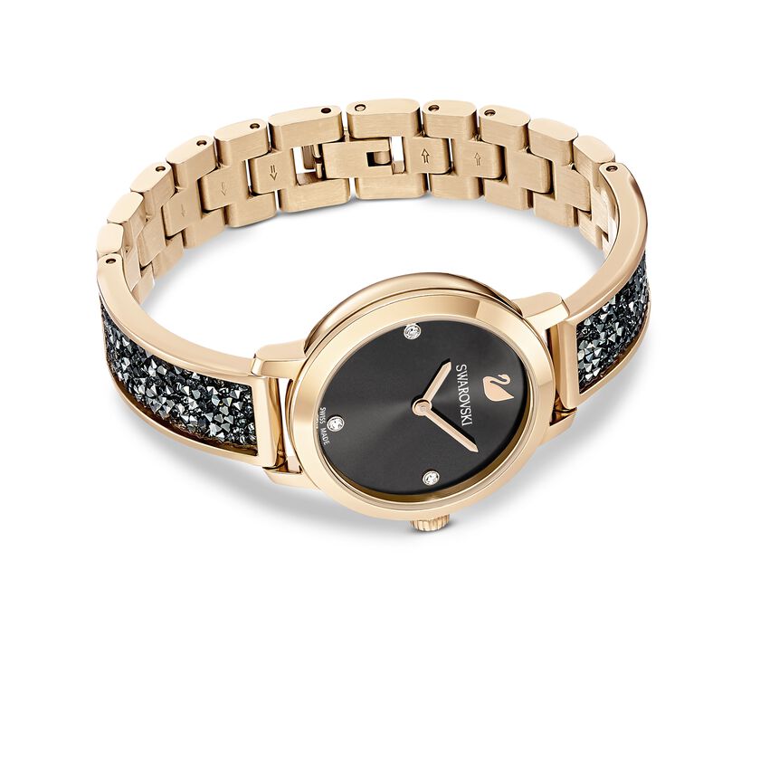 Cosmic Rock Watch, Metal bracelet, Gray, Champagne gold tone