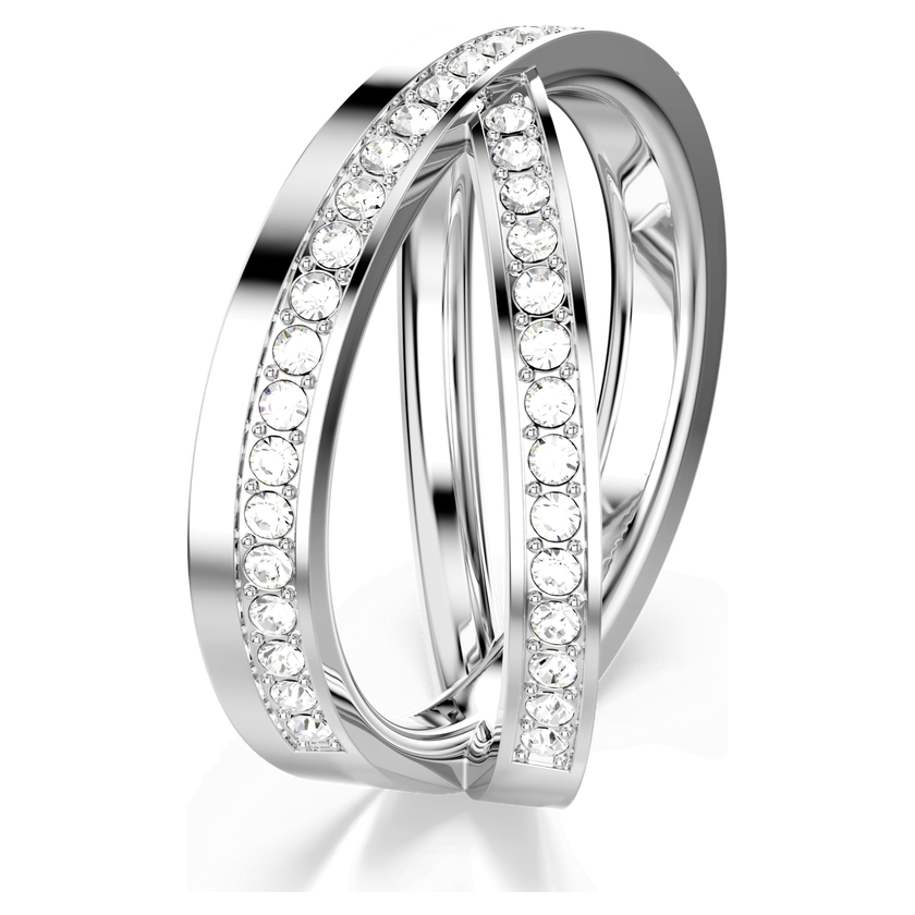 swarovski delta ring  round cut  white  rhodium plated