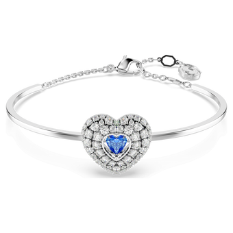 swarovski idyllia bangle  heart  blue  rhodium plated