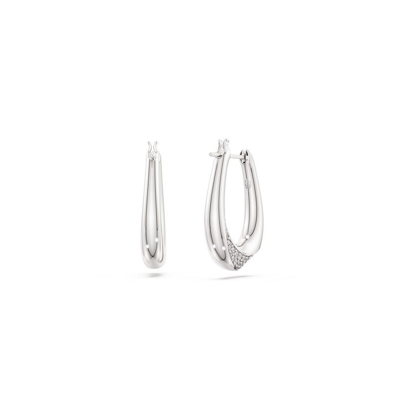 swarovski classica hoop earrings  round cut  small  white  sterling silver