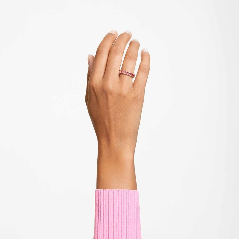 swarovski matrix ring  baguette cut  pink  rose gold tone plated