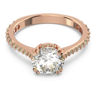 swarovski stilla cocktail ring round cut pav white rose gold tone plated