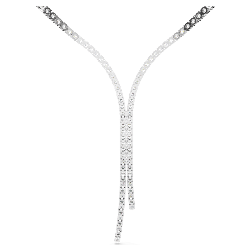 swarovski matrix y necklace  round cut  white  rhodium plated