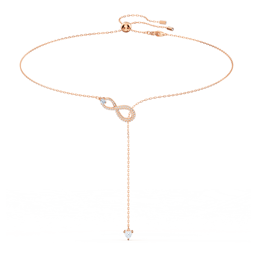 swarovski infinity y necklace  white  rose gold tone plated