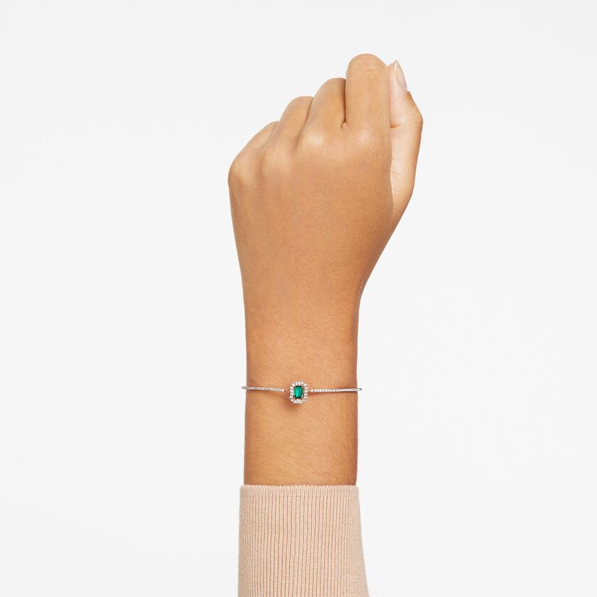 swarovski una bangle  octagon cut  pav   green  rose gold tone plated