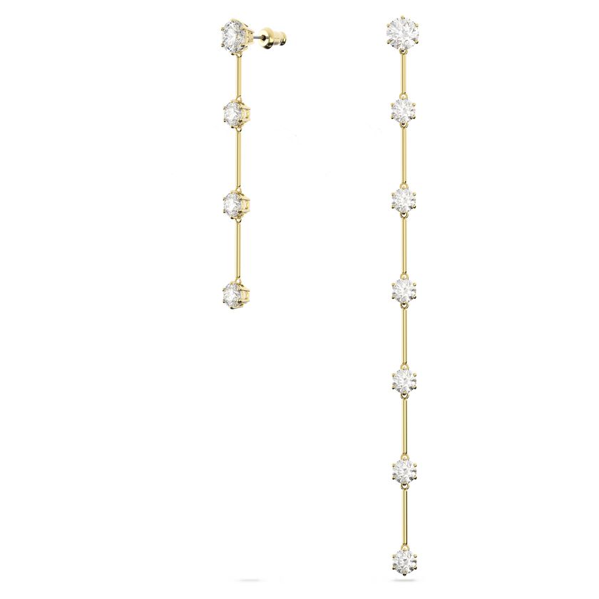 Constella earrings, Asymetrical, White, Gold-tone plated