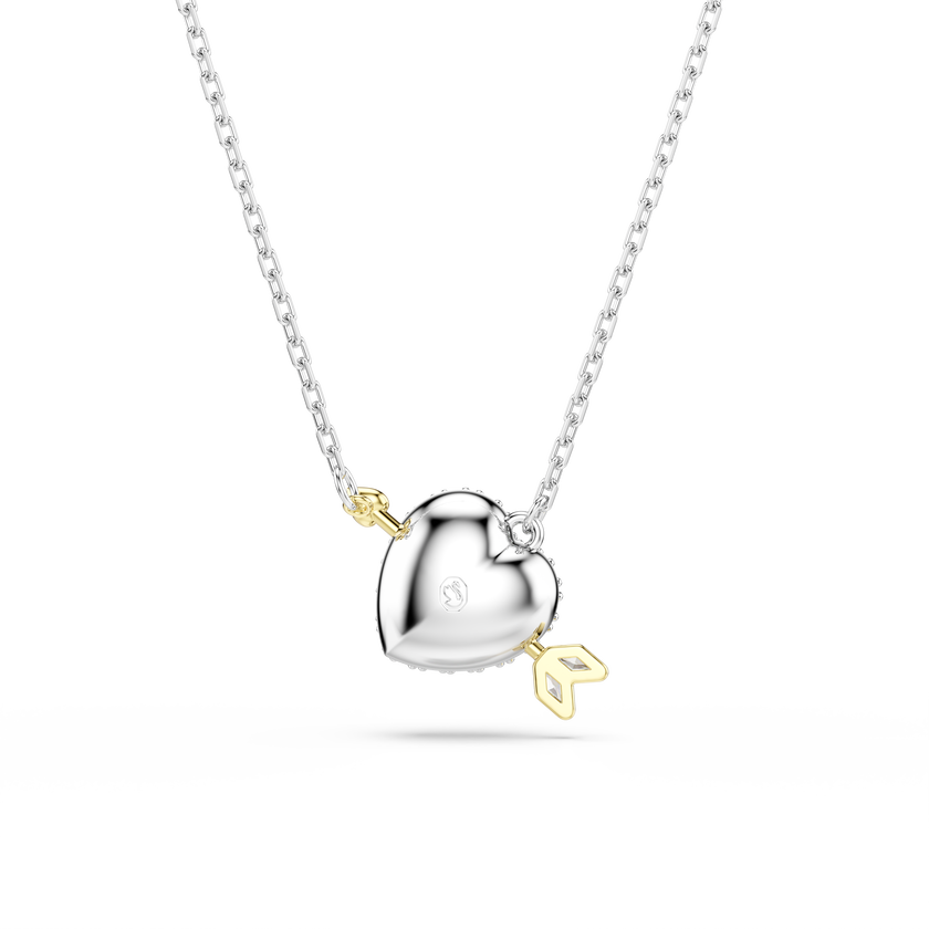 swarovski idyllia pendant  mixed cuts  heart  white  mixed metal finish