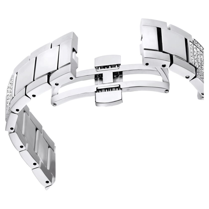 swarovski dextera lux watch  swiss made  metal bracelet  silver tone  stainless steel
