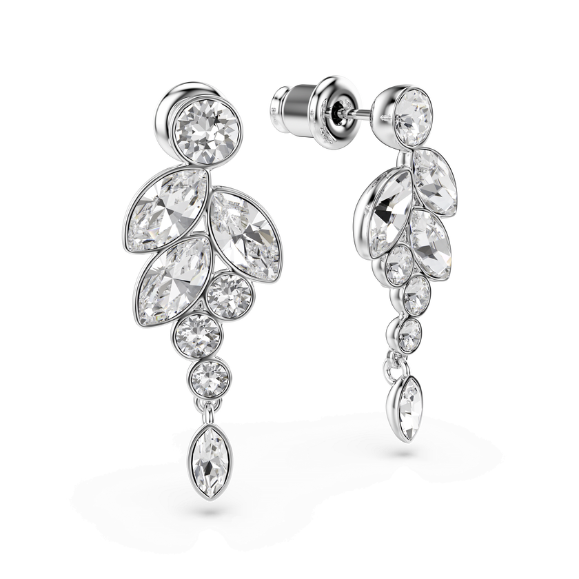swarovski diapason drop earrings  mixed cuts  white  rhodium plated