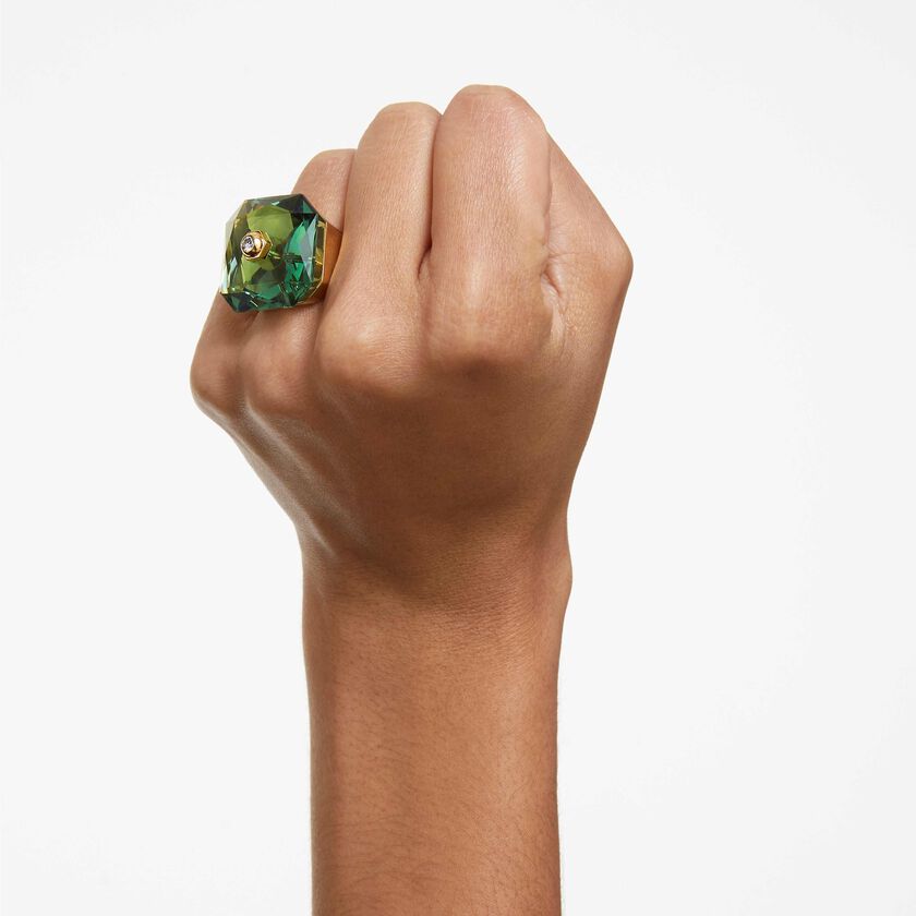 swarovski numina cocktail ring  octagon cut  green  gold tone plated