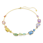 swarovski gema necklace  mixed cuts  multicolored  gold tone plated