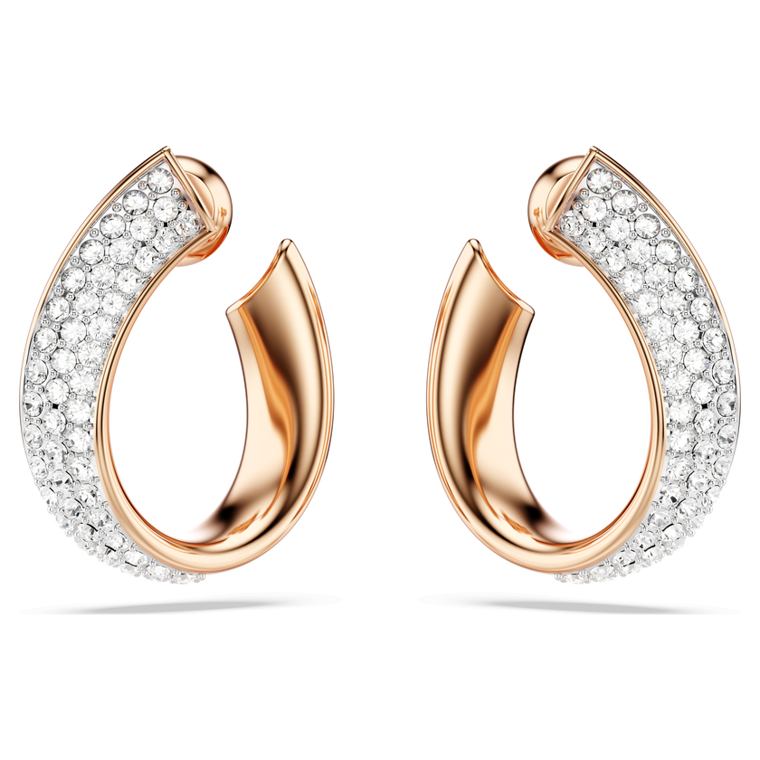 swarovski exist hoop earrings  small  white  18k rose gold finish