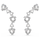 Mesmera ear cuffs, Trilliant cut, White, Rhodium plated