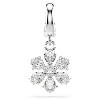 swarovski idyllia charm  mixed cuts  snowflake  white  rhodium plated
