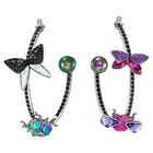 Magnetized Hoop Pierced Earrings, Multi-colored, Black Ruthenium plated
