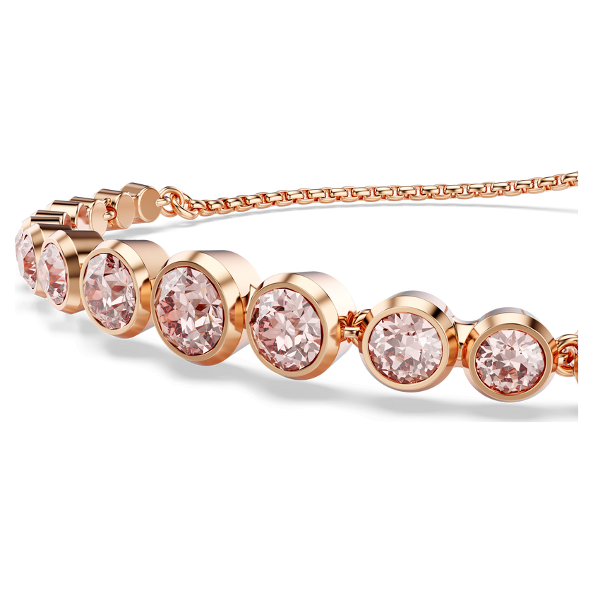 swarovski imber tennis bracelet  mixed round cuts  pink  rose gold tone plated