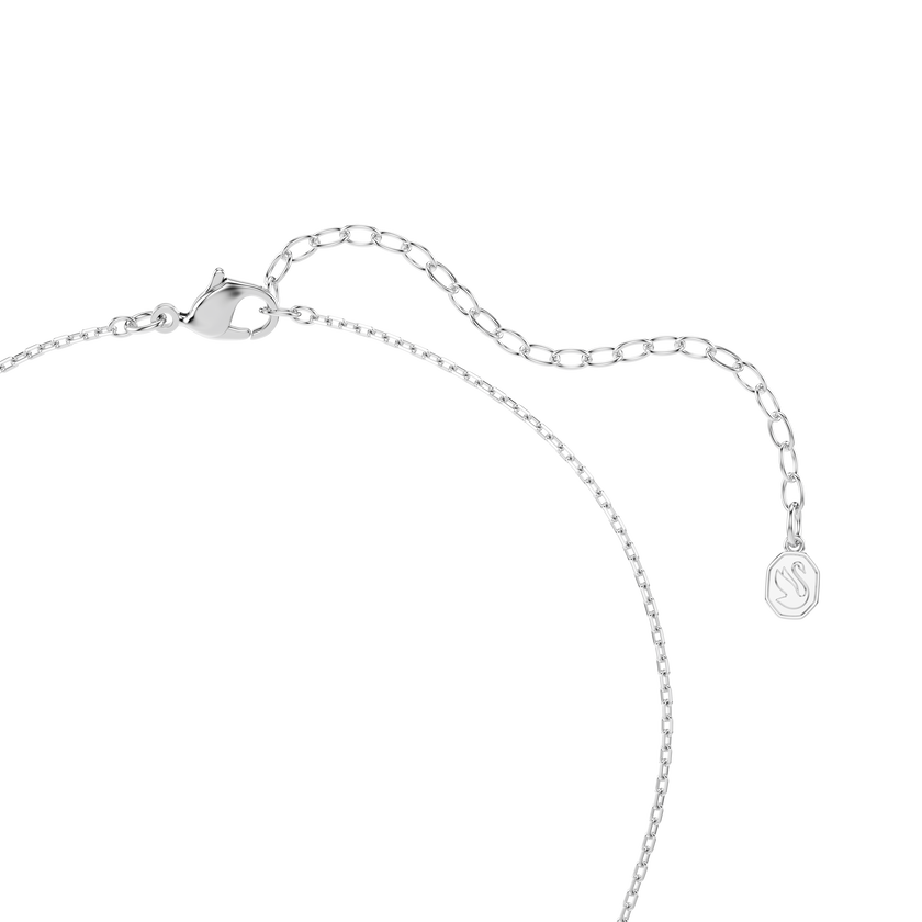 swarovski swan pendant  mixed cuts  swan  white  rhodium plated