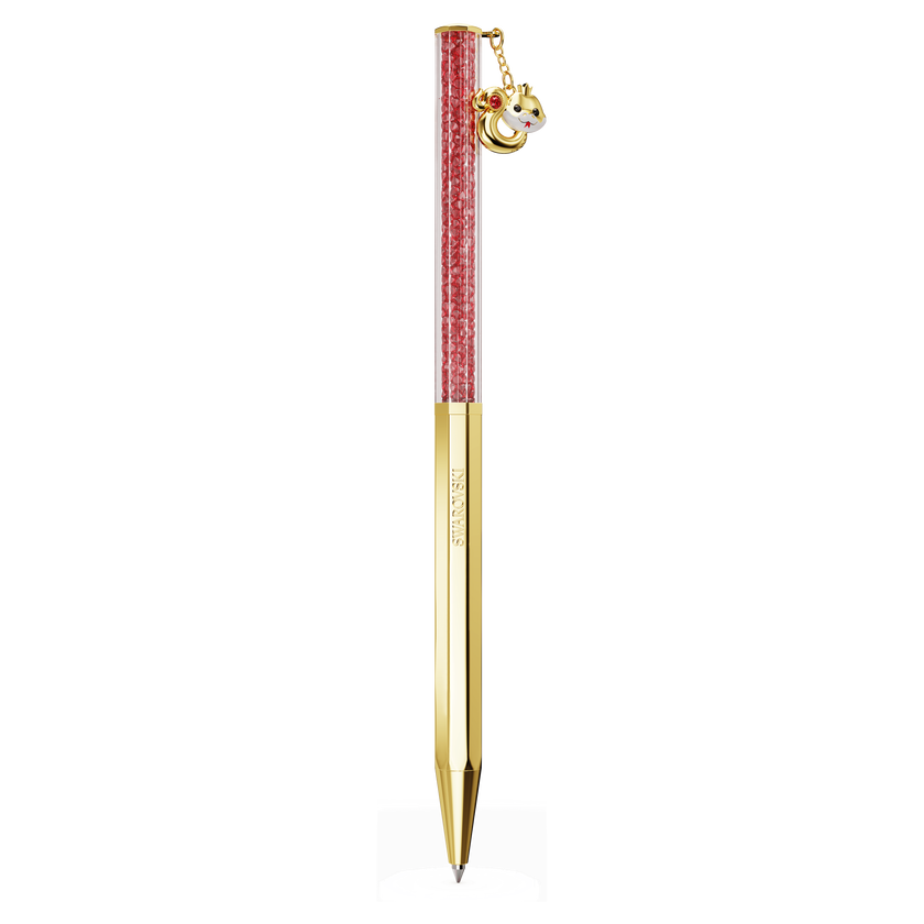 swarovski crystalline chinese new year ballpoint pen  octagon shape  year of the snake  red  gold tone plated