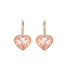 Bella Heart Pierced Earrings, Pink, Rose-gold tone plated