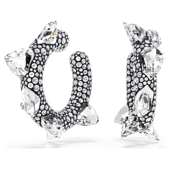 swarovski sublima hoop earrings  spike  white  rhodium plated