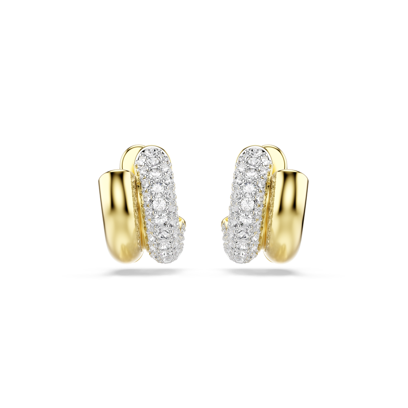 swarovski dextera hoop earrings  round cut  mini  white  gold tone plated