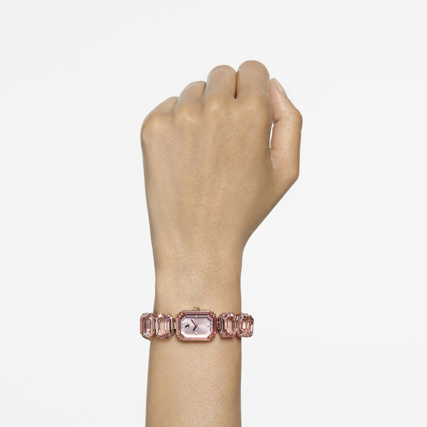 Millenia Watch, Octagon cut bracelet, Pink, Rose gold-tone finish