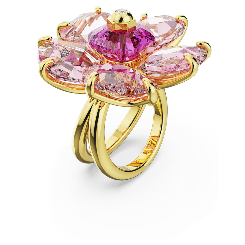 swarovski idyllia cocktail ring  flower  pink  18k gold finish