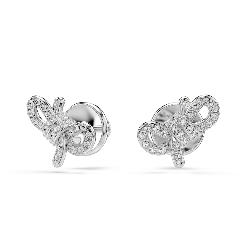 swarovski lifelong stud earrings  pav   bow  white  rhodium plated
