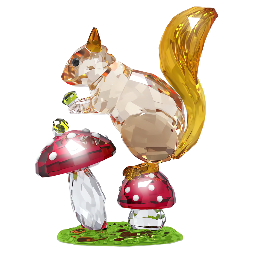 swarovski idyllia squirrel and mushrooms