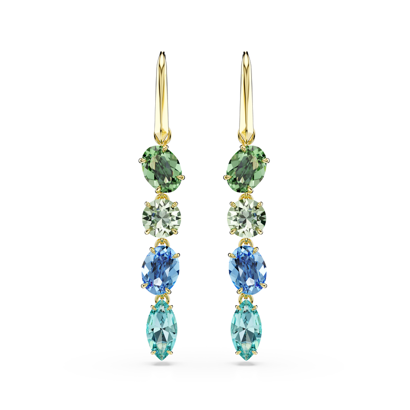 swarovski gema drop earrings  mixed cuts  multicolored  gold tone plated