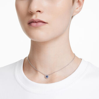 swarovski una angelic necklace  mixed cuts  blue  rhodium plated