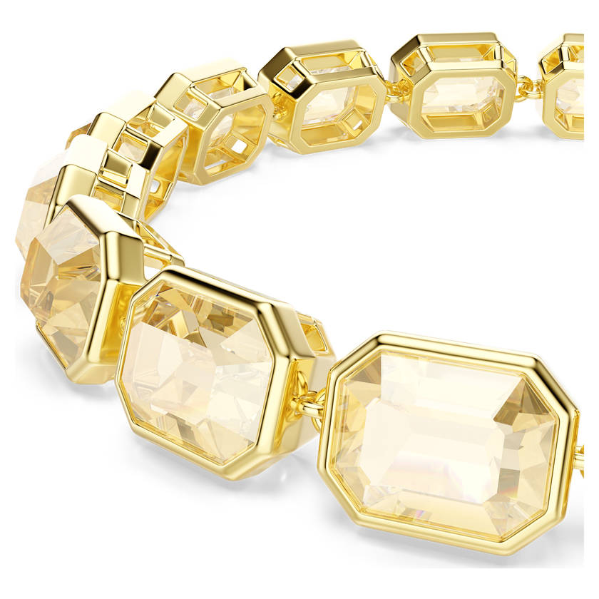 swarovski millenia tennis bracelet  octagon cut  caramel  gold tone plated