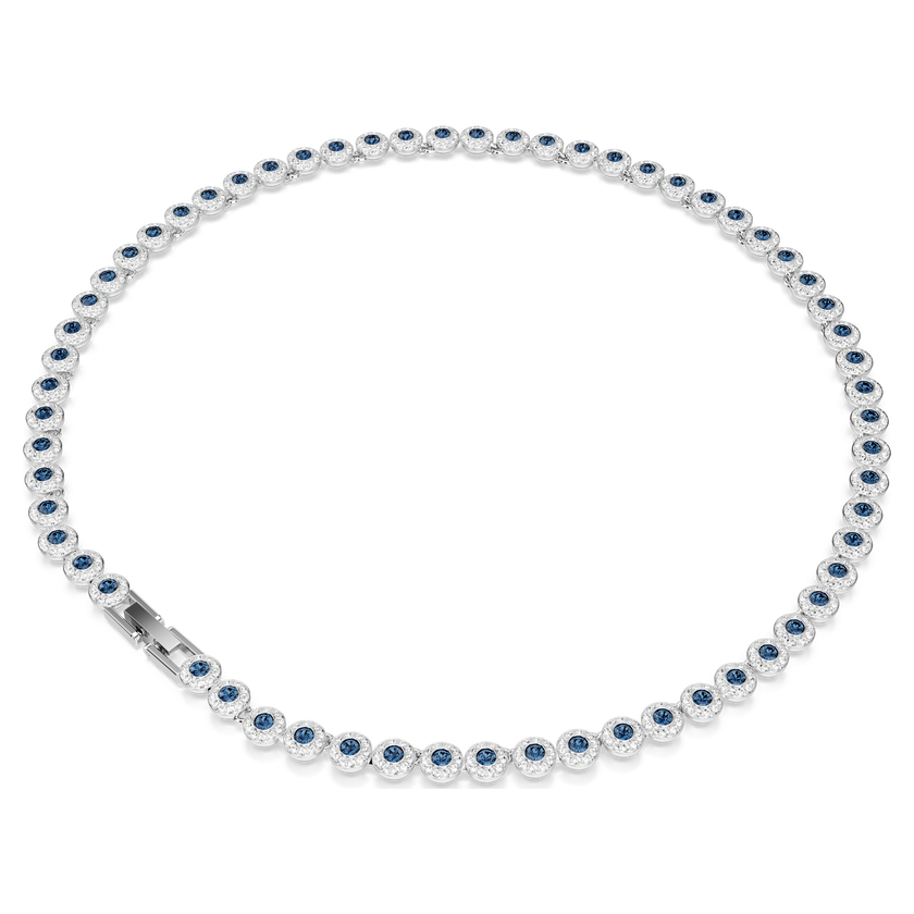 swarovski una angelic tennis necklace  round cut  blue  rhodium plated